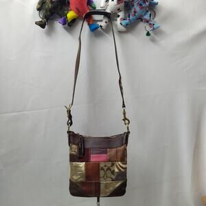 Coach Patchwork Multicolor Leather Suede Canvas Crossbody Bag - Vintage